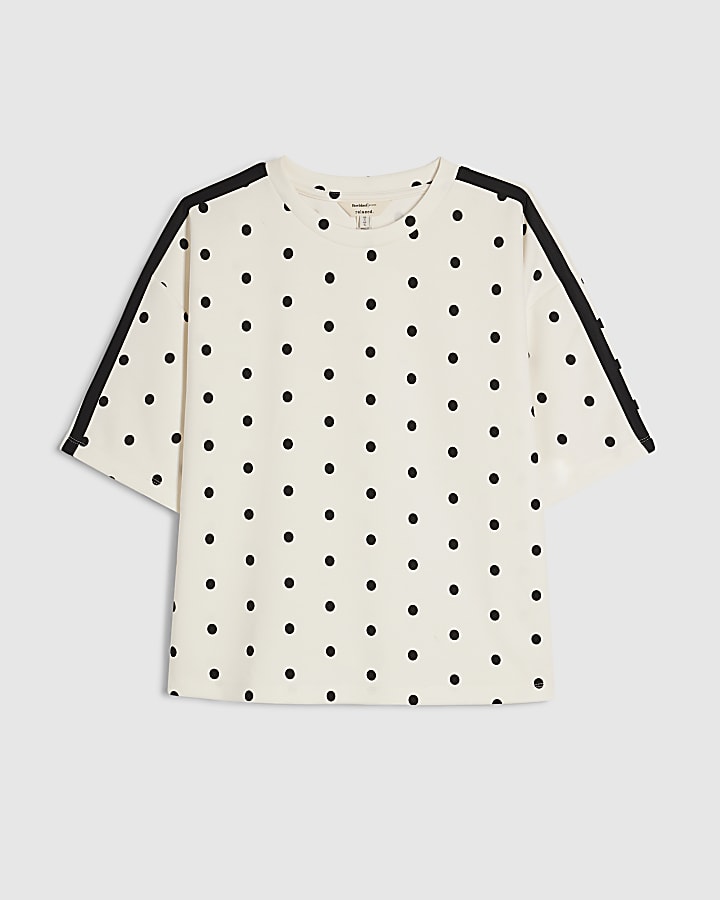 Cream Premium Polka Dot Tape T-Shirt