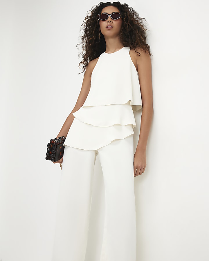 White Overlay Jumpsuit