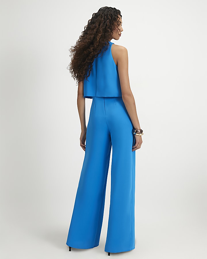 Blue Overlay Jumpsuit