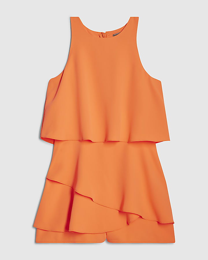 Orange Neon Frill Layer Playsuit