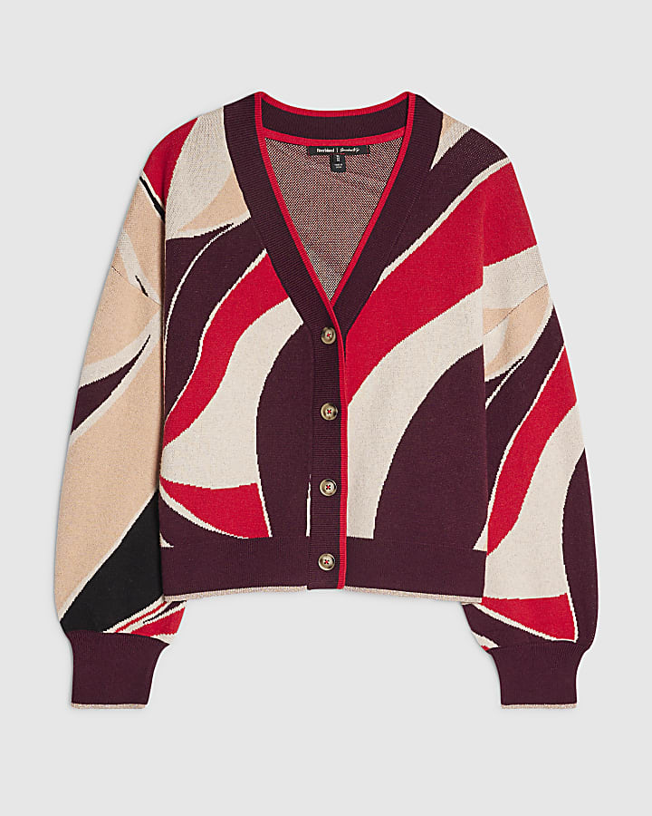 Red Swirl Knit Cardigan