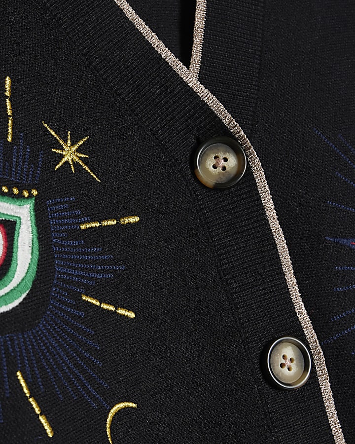 Black Celestial Embroidery Cardigan