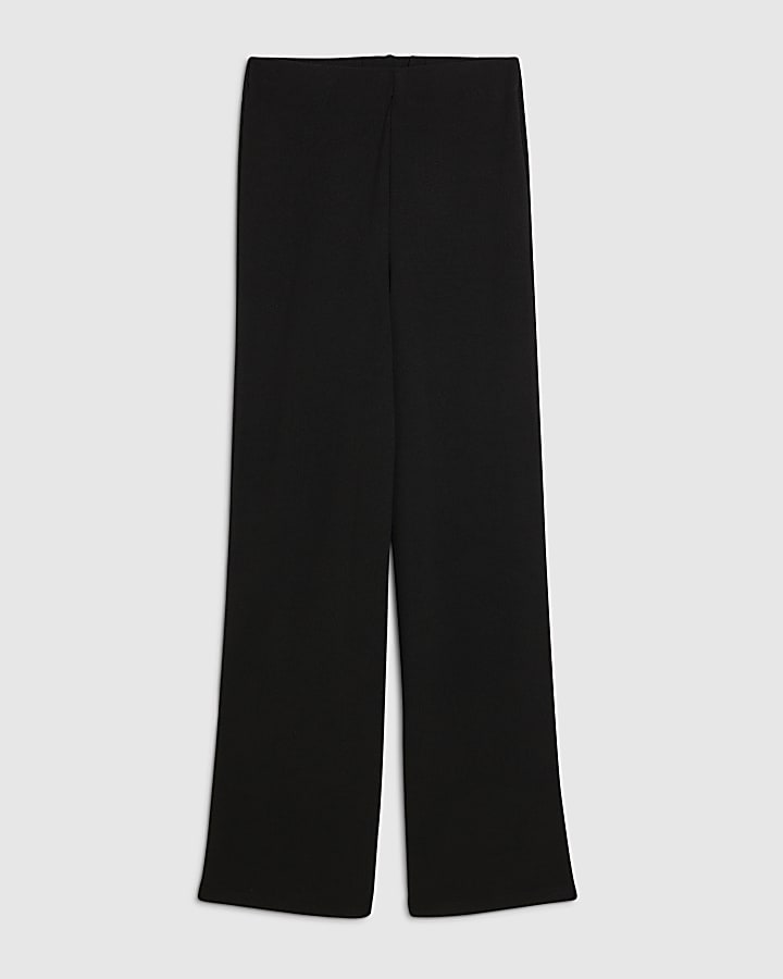 Black Knitted Wide Leg Trousers