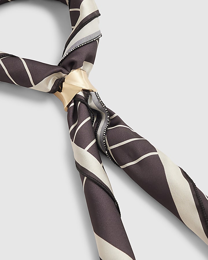 Black Geometric Satin Scarf