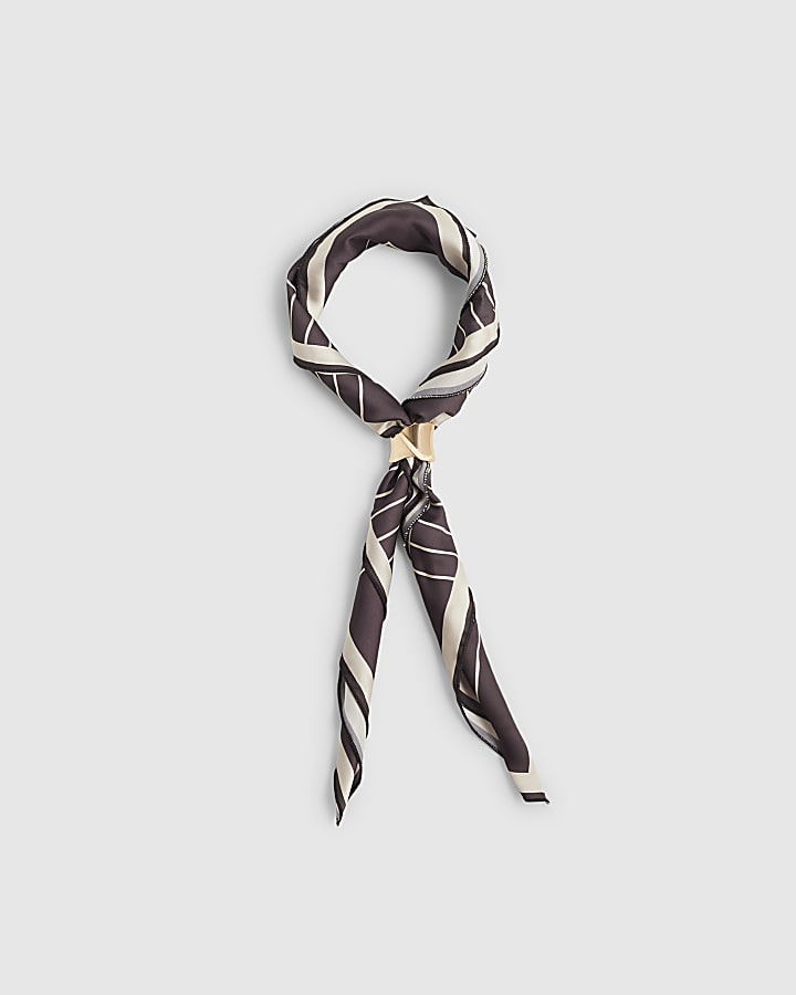 Black Geometric Satin Scarf