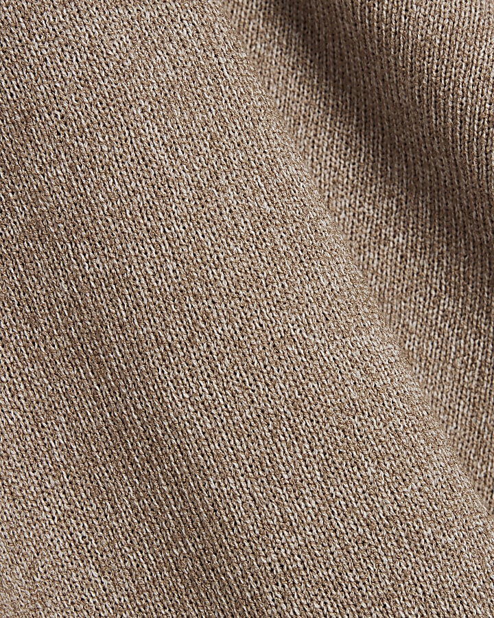 Beige Textured Asymmetric Hem Top