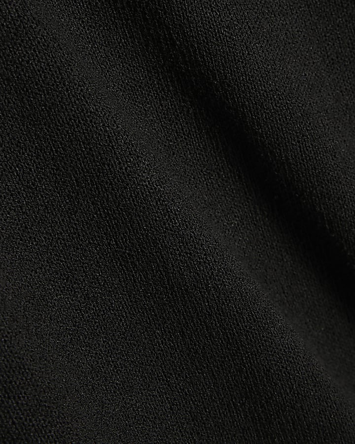 Black Knitted Aysmmetric Top