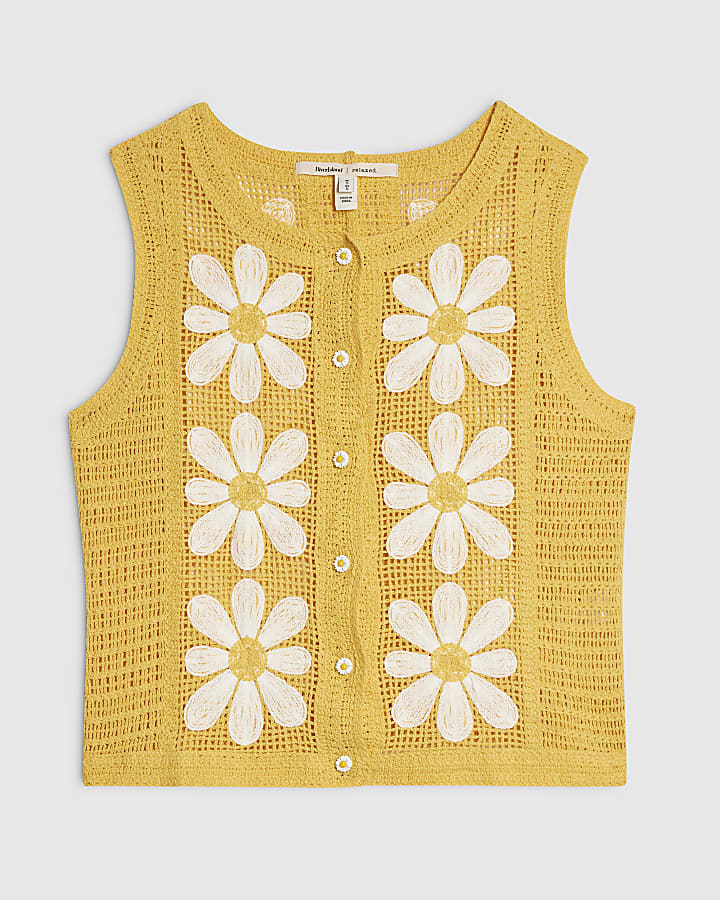 Yellow Daisy Crochet Waistcoat