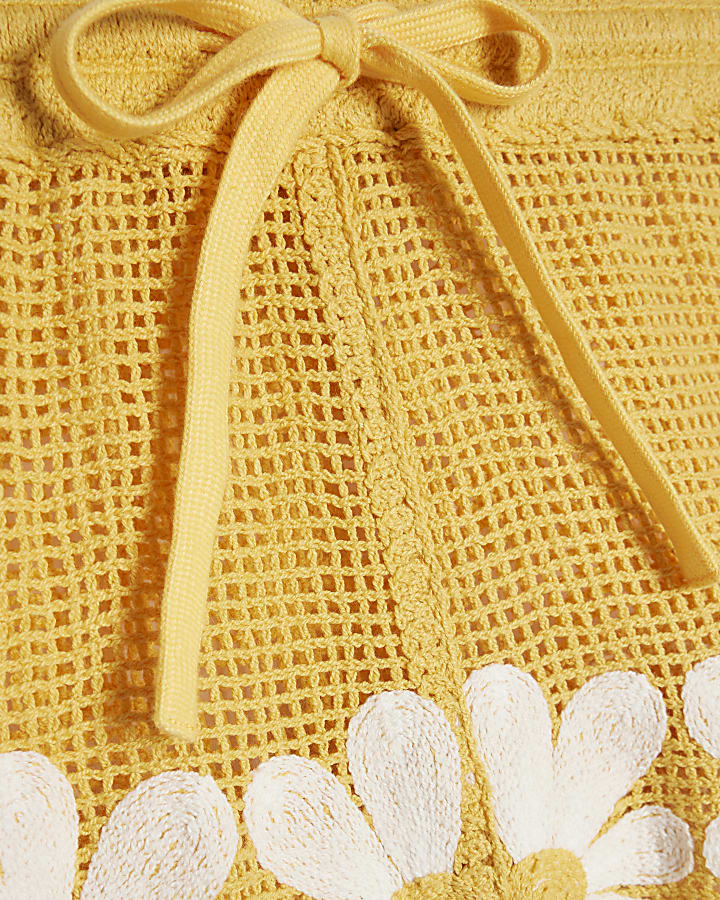 Yellow Daisy Crochet Shorts