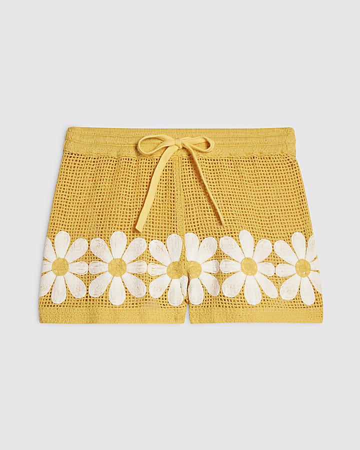 Yellow Daisy Crochet Shorts