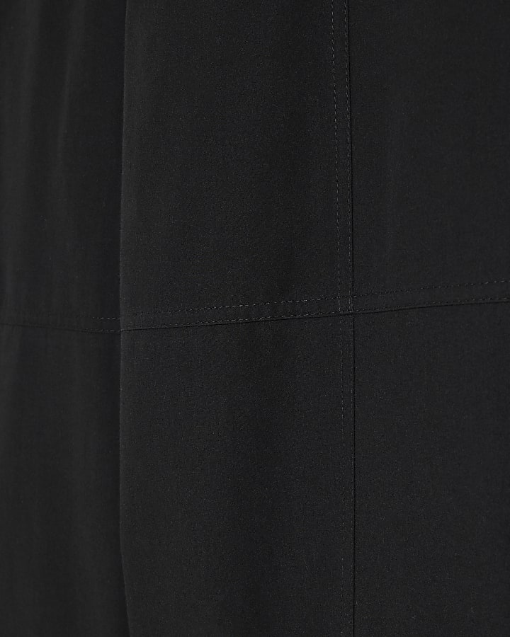 Black Poplin Barrel Leg Trousers