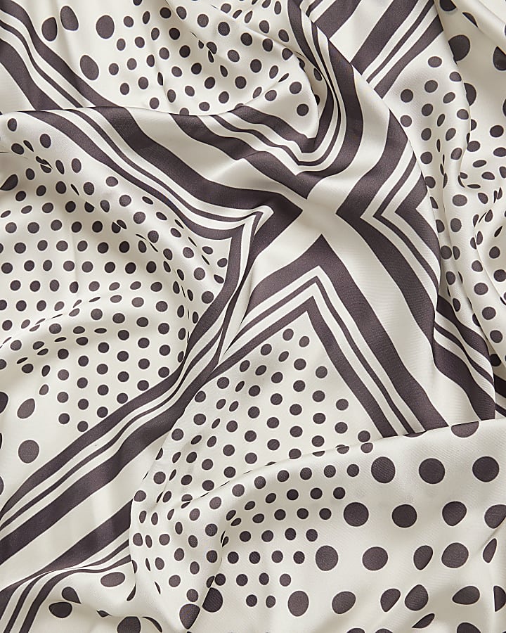 Cream Spot Satin Scarf
