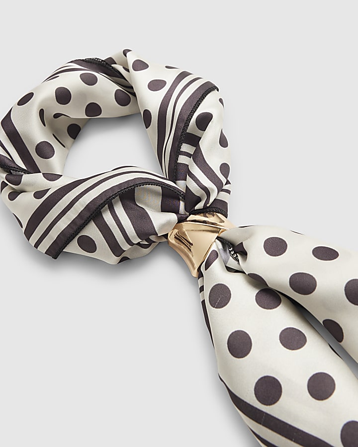 Cream Spot Satin Scarf