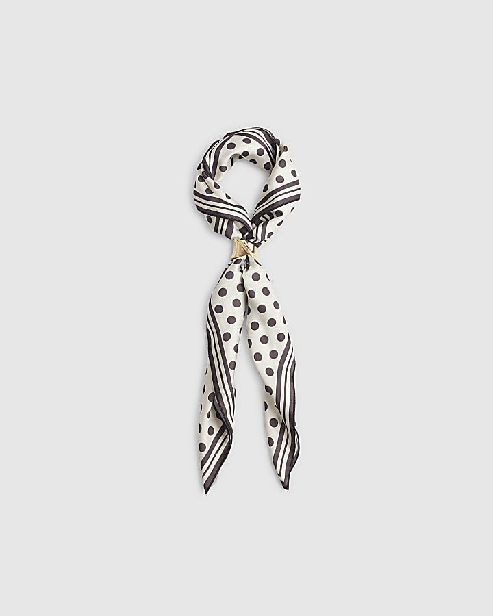 Cream Spot Satin Scarf