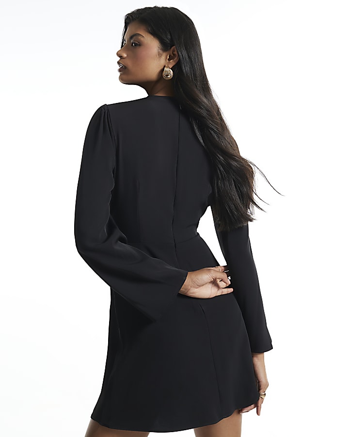 Black Snaffle Crepe Mini Dress