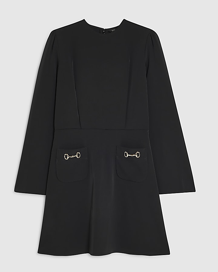 Black Snaffle Crepe Mini Dress