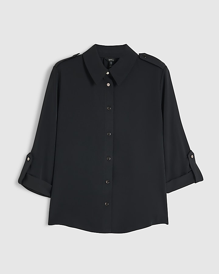 Black Turnback Sleeve Shirt