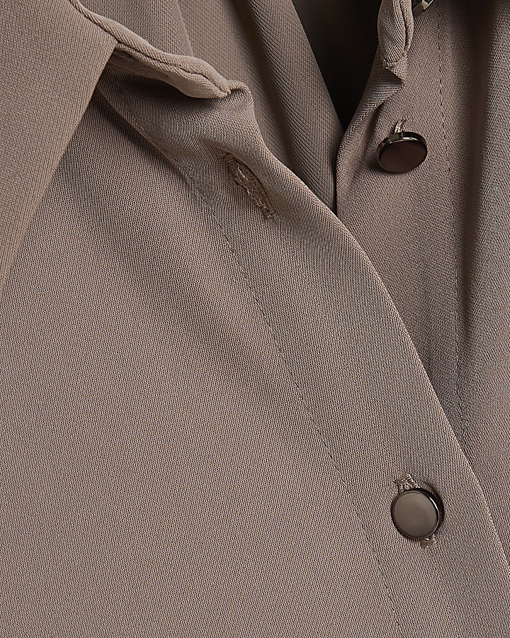 Beige Turnback Sleeve Shirt