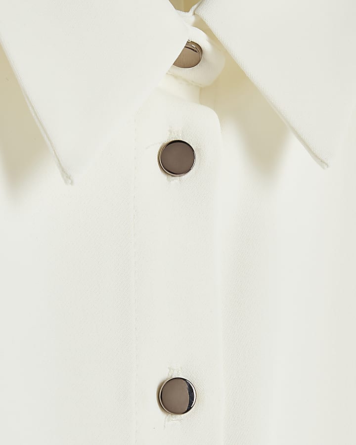 Cream Turnback Sleeve Shirt