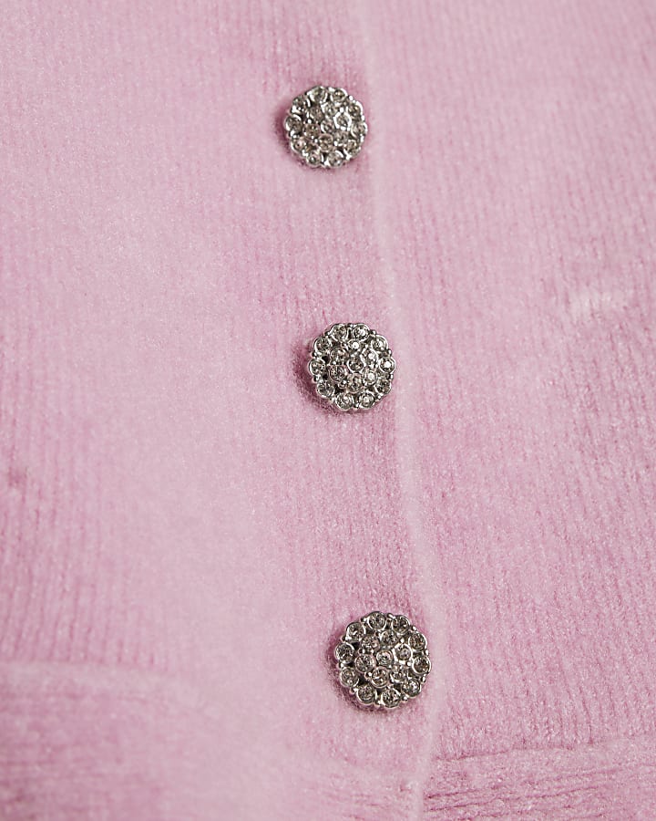 Pink Knitted Peplum Hem Cardigan