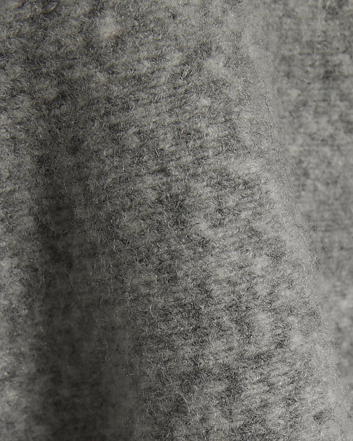 Grey Knitted Peplum Hem Cardigan