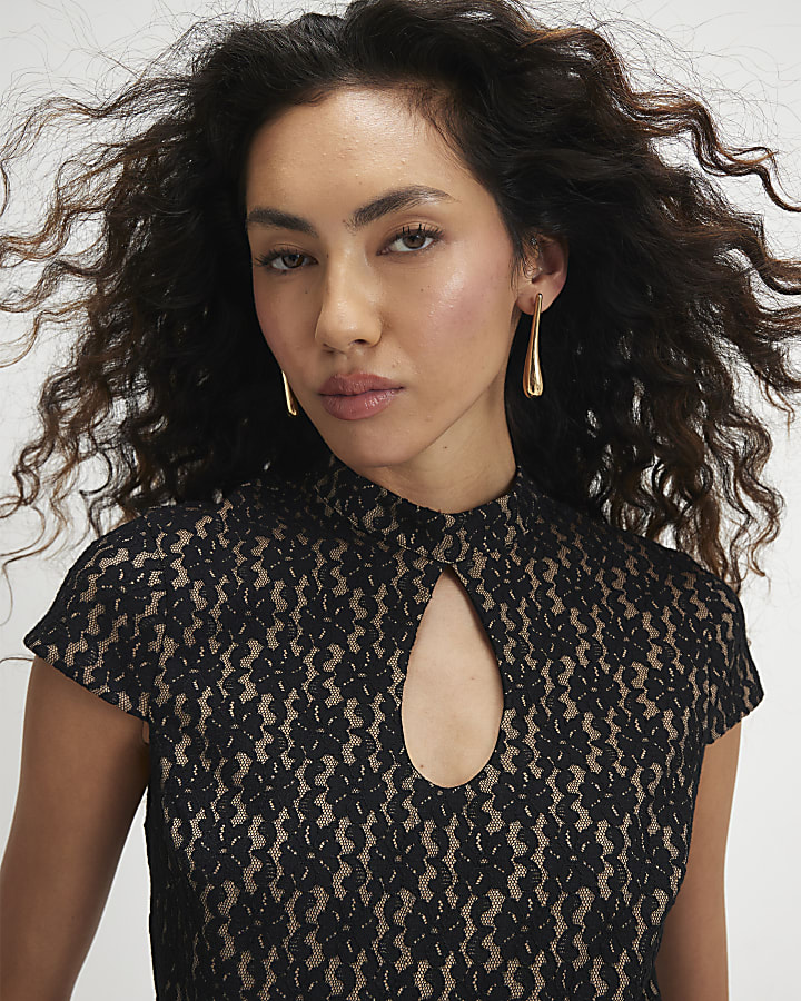 Black Lace Cut Out Playsuit