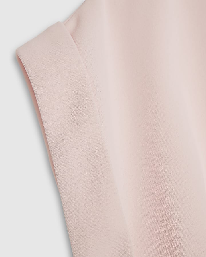 Pink Short Sleeve Turn Back Cuff Top