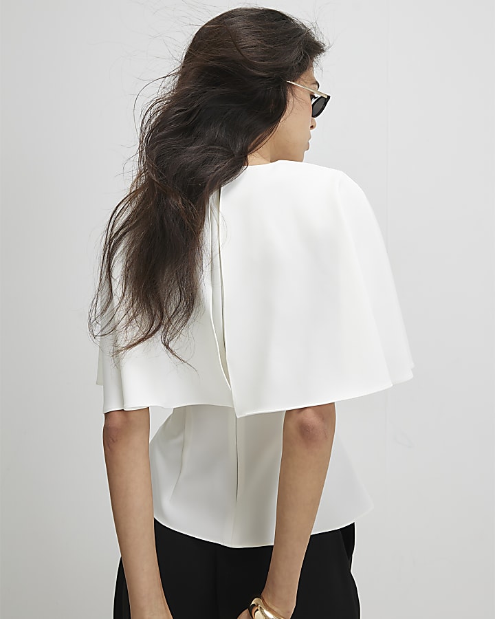 White Cape Blouse