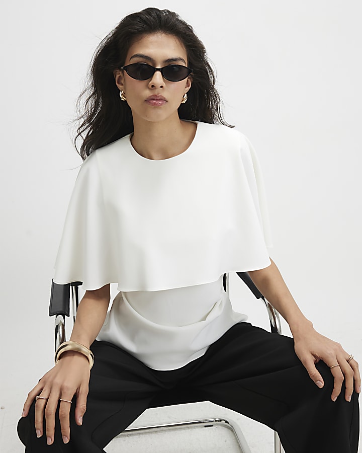 White Cape Blouse