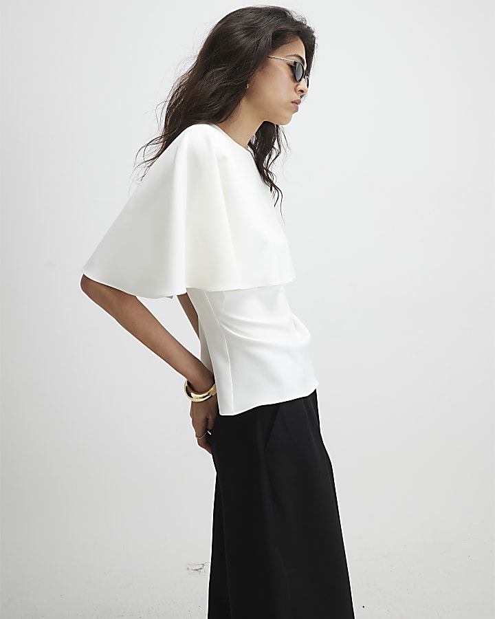 White Cape Blouse