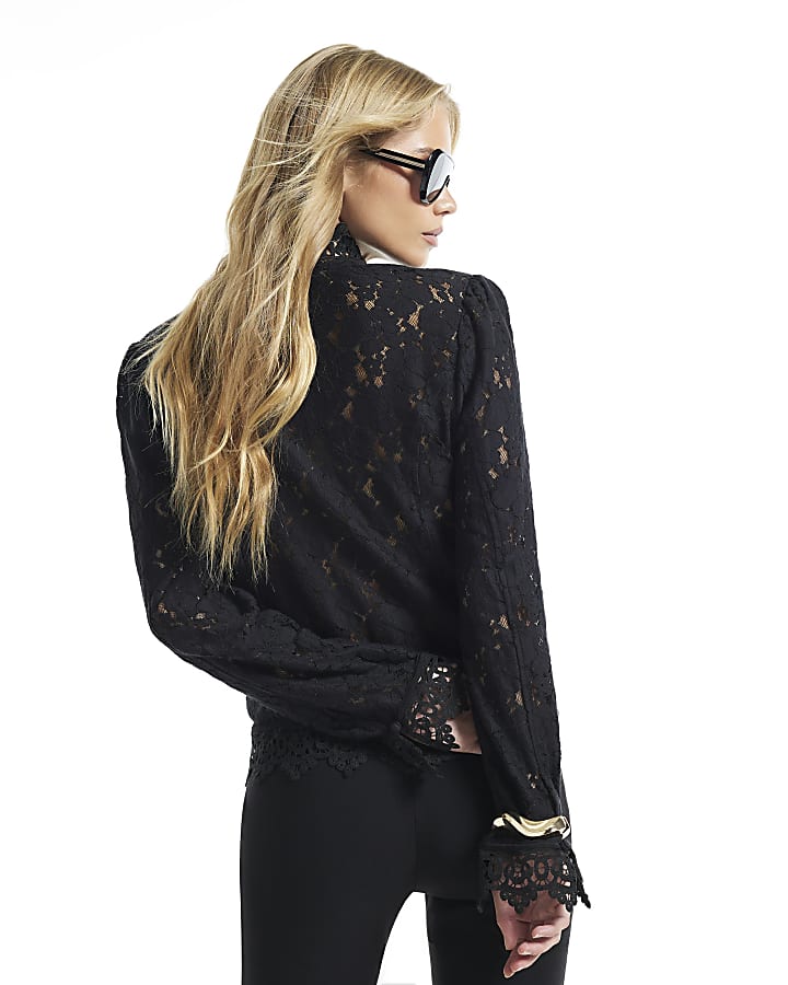 Black Lace Detail Drummer Jacket