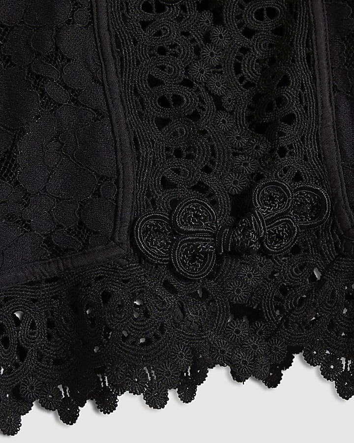 Black Lace Detail Drummer Jacket