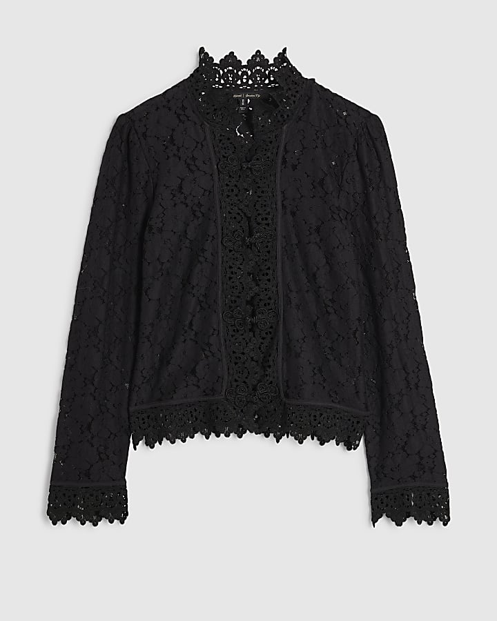 Black Lace Detail Drummer Jacket