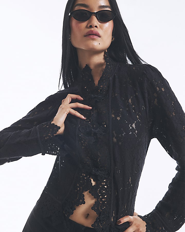 Black Lace Detail Drummer Jacket
