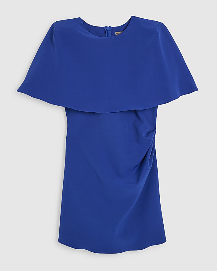 Blue Cape Detail Mini Dress