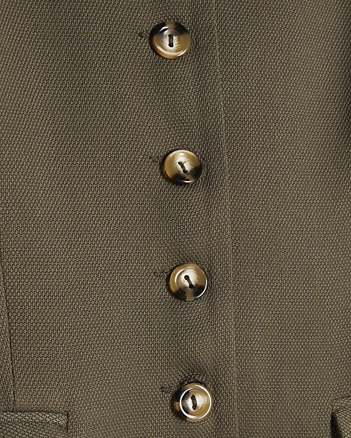 Khaki Short Sleeve Button Front Dress