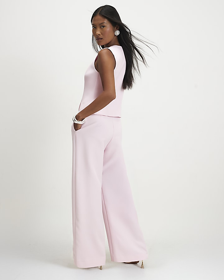 Petite Pink Flare Trousers