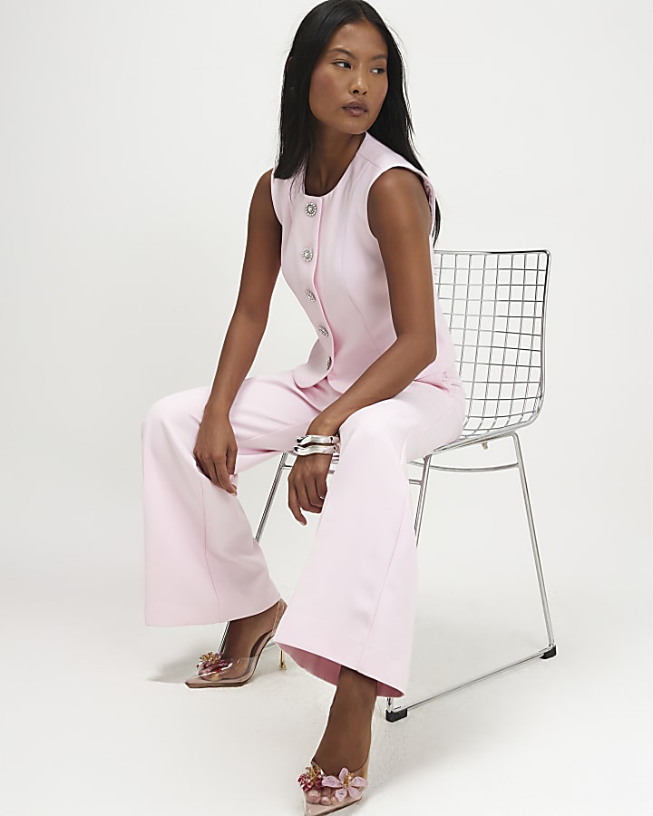 Petite Pink Flare Trousers