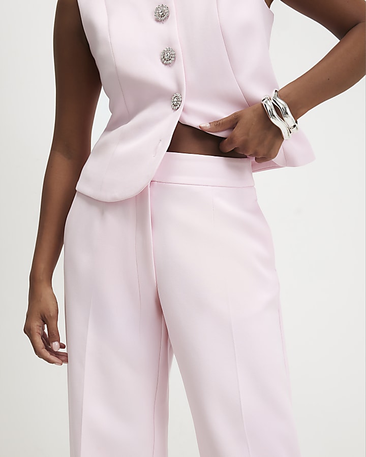Petite Pink Flare Trousers