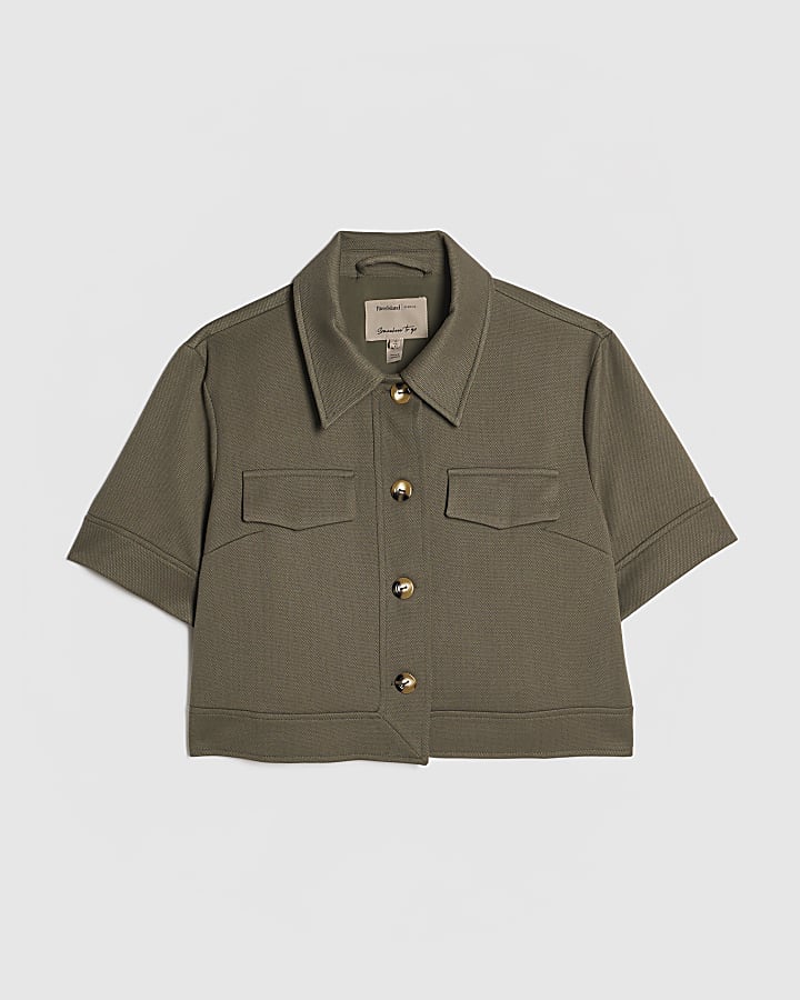 Khaki Short Sleeve Pocket Detail Jacket