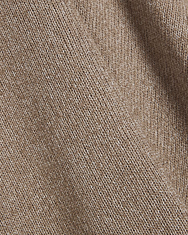 Beige Textured Boxy T-Shirt