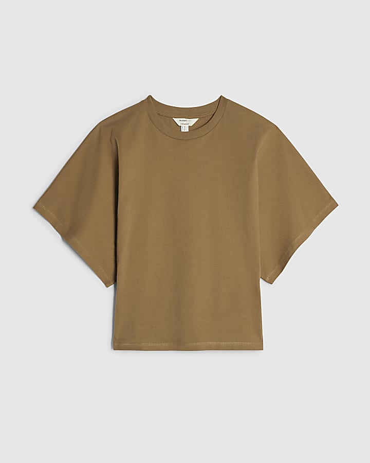 Brown Cotton Kimono T-Shirt