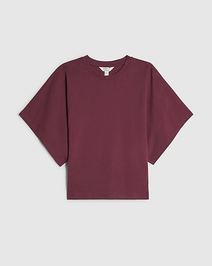 Red Cotton Kimono T-Shirt