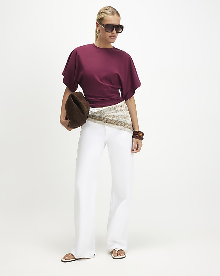 Red Cotton Kimono T-Shirt