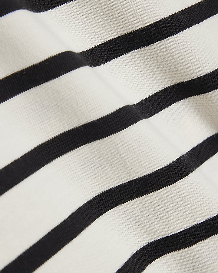 Cream Cotton Stripe Kimono Sleeve T-Shirt