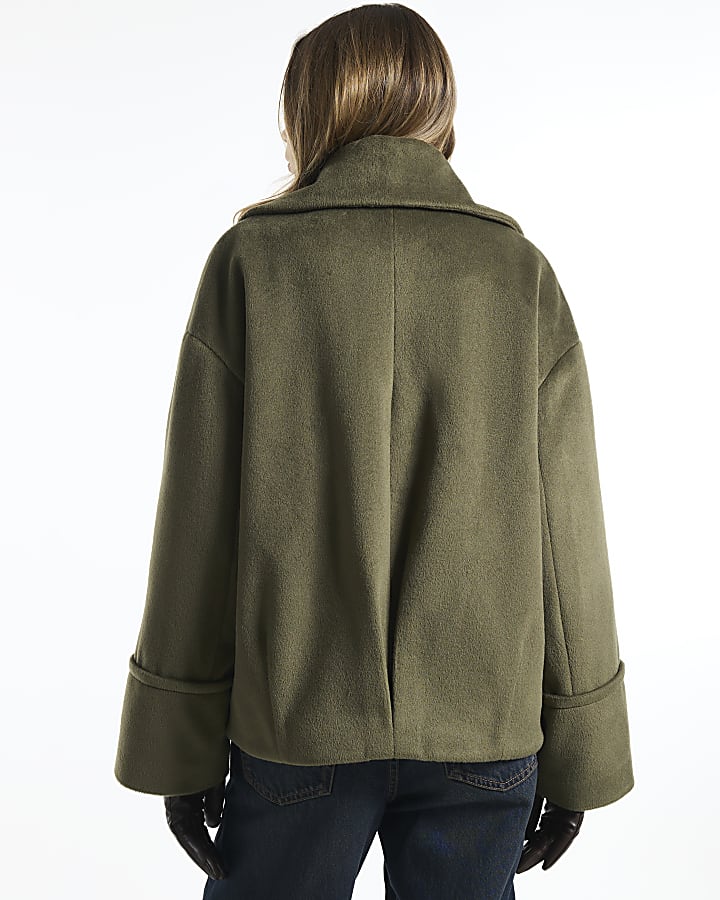Green Shawl Cocoon Coat