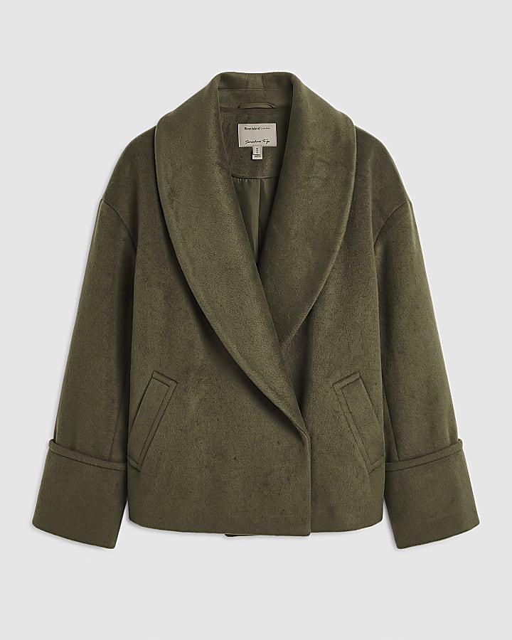 Green Shawl Cocoon Coat