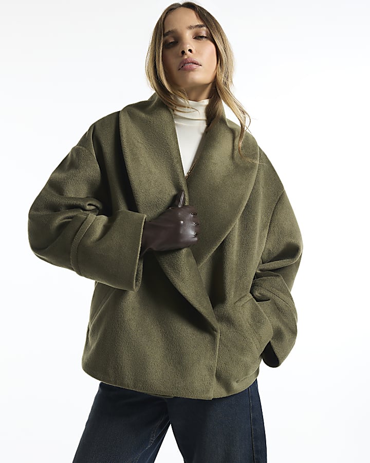 Green Shawl Cocoon Coat