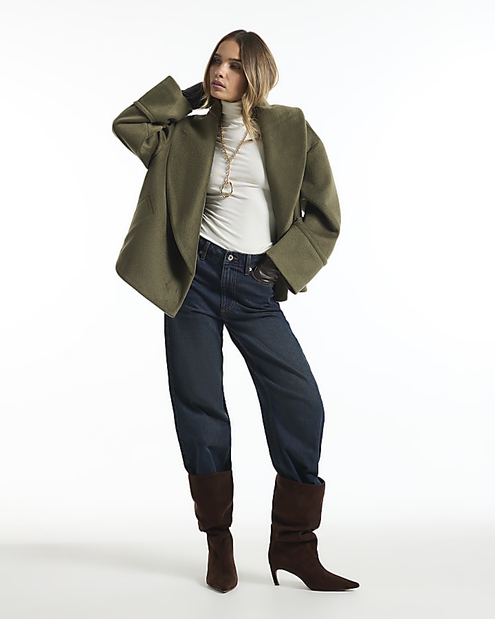 Green Shawl Cocoon Coat