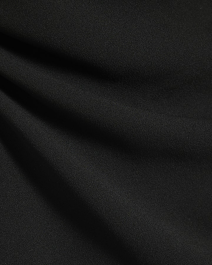 Black Trim Detail Shoulder Pad Jumpsuit